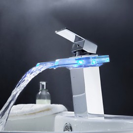 Color Changing Led Waterfall Bathroom Sink Faucet