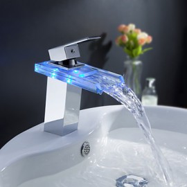 Color Changing Led Waterfall Bathroom Sink Faucet