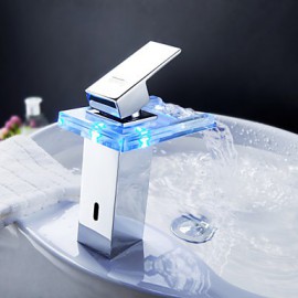 Color Changing Led Waterfall Bathroom Sink Faucet