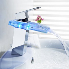 Color Changing Led Waterfall Bathroom Sink Faucet