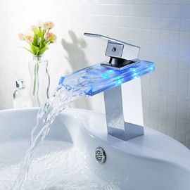 Color Changing Led Waterfall Bathroom Sink Faucet