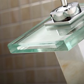 Color Changing Led Waterfall Bathroom Sink Faucet (Glass Spout)