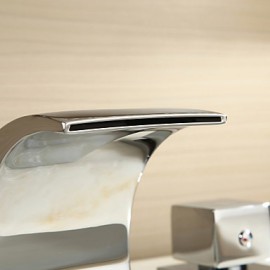 Color Changing Led Waterfall Widespread Bathroom Sink Faucet (Chrome Finish)