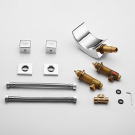 Color Changing Led Waterfall Widespread Bathroom Sink Faucet (Chrome Finish)