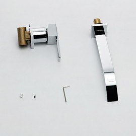 Contemporary Brass Waterfall Bathroom Sink Faucet (Wall Mount)