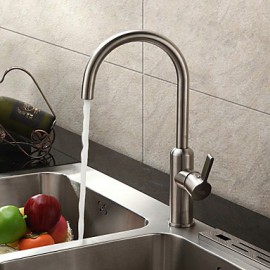 Contemporary Brushed Chrome Finish Stainless Steel Kitchen Faucet