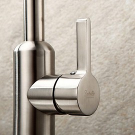 Contemporary Brushed Chrome Finish Stainless Steel Kitchen Faucet