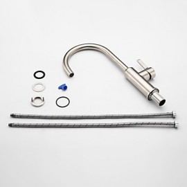 Contemporary Brushed Chrome Finish Stainless Steel Kitchen Faucet