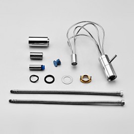 Contemporary Chrome Finish Single Handle Led Bathroom Sink Faucet(Tall)