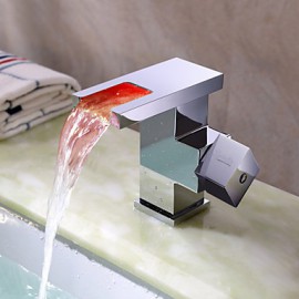 Contemporary Color Changing Led Bathroom Sink Faucet (Waterfall)