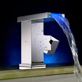 Contemporary Color Changing Led Bathroom Sink Faucet (Waterfall)