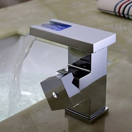 Contemporary Color Changing Led Bathroom Sink Faucet (Waterfall)