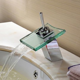 Contemporary Waterfall Bathroom Sink Faucet (Chrome Finish)