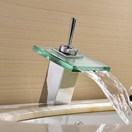 Contemporary Waterfall Bathroom Sink Faucet (Chrome Finish)