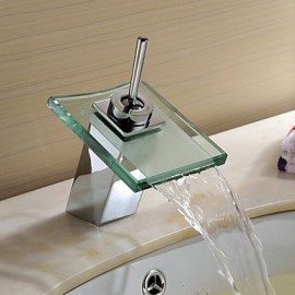 Contemporary Waterfall Bathroom Sink Faucet (Chrome Finish)