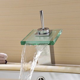 Contemporary Waterfall Bathroom Sink Faucet (Chrome Finish)