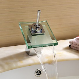 Contemporary Waterfall Bathroom Sink Faucet (Chrome Finish)