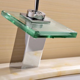 Contemporary Waterfall Bathroom Sink Faucet (Chrome Finish)