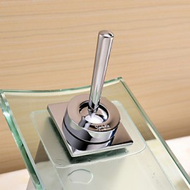 Contemporary Waterfall Bathroom Sink Faucet (Chrome Finish)