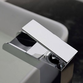 Contemporary Waterfall Chrome Finish Bathroom Sink Faucet (Tall)