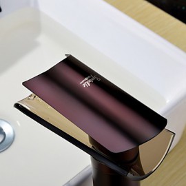 Oil Rubbed Bronze Waterfall Bathroom Sink Faucet With Glass Spout