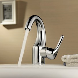 Single Handle Centerset Solid Brass Chrome Finish Bathroom Sink Faucet