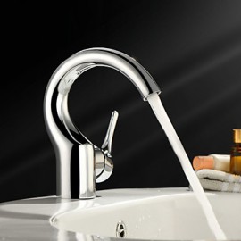 Single Handle Centerset Solid Brass Chrome Finish Bathroom Sink Faucet