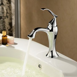 Solid Brass Chrome Finish Single Handle Centerset Bathroom Sink Faucet