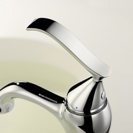 Solid Brass Chrome Finish Single Handle Centerset Bathroom Sink Faucet