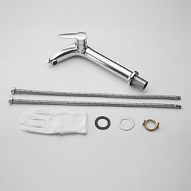 Solid Brass Single Handle Centerset Bathroom Sink Faucet(Tall)-Chrome Finish