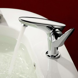 Solid Brass Single Handle Centerset Bathroom Sink Faucet-Chrome Finish