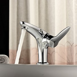 Solid Brass Single Handle Centerset Bathroom Sink Faucet-Chrome Finish