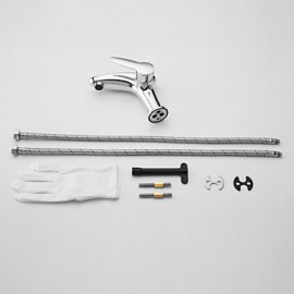 Solid Brass Single Handle Centerset Bathroom Sink Faucet-Chrome Finish