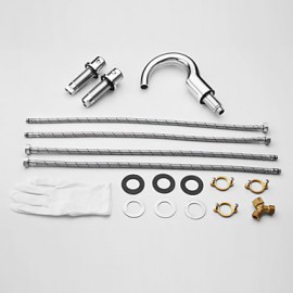 Two Handles Widespread Solid Brass Chrome Finish Bathroom Sink Faucet