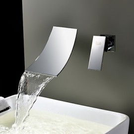 Waterfall Widespread Contemporary Bathroom Sink Faucet (Chrome Finish)