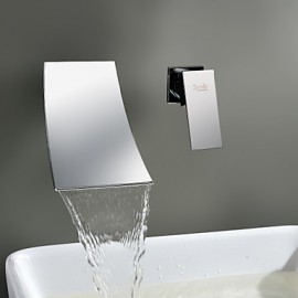 Waterfall Widespread Contemporary Bathroom Sink Faucet (Chrome Finish)
