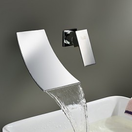Waterfall Widespread Contemporary Bathroom Sink Faucet (Chrome Finish)