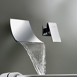 Waterfall Widespread Contemporary Bathroom Sink Faucet (Chrome Finish)