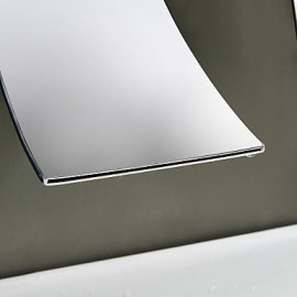 Waterfall Widespread Contemporary Bathroom Sink Faucet (Chrome Finish)