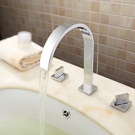 Widespread Contemporary Chrome Bathroom Sink Faucet
