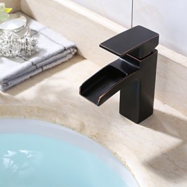 Square Shape Orb Oil Rubbed Bronze Basin Sink Washing Single Lever Vessel Faucet