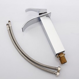 Stainless Steel Water Fall Contemporary Chrome Finish Bathroom Sink Faucet