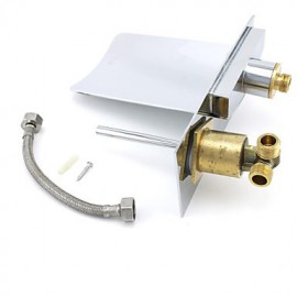 Stylish Chrome Finish Waterfall Wall Mount Bathroom Sink Faucet - Silver