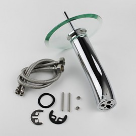 Stylish Glass Vessel Waterfall Faucet - Silver + Translucent Green