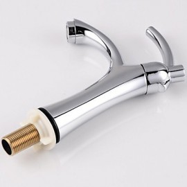 Thickening Fast-Opening Single Cold Bathroom Basin Faucet - Silver