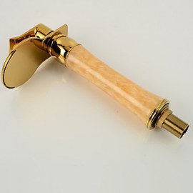Ti-Pvd Finish Jade Brass Waterfall Golden Bathroom Sink Faucet