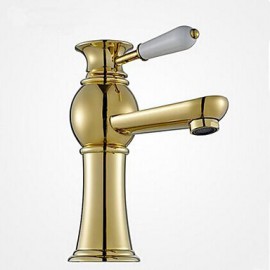 Ti-Pvd Finish One Hole Single Handle Bathroom Sink Faucet