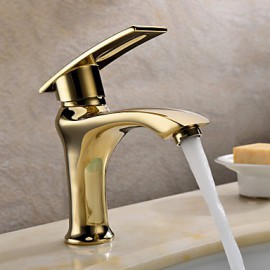 Ti-Pvd Finish Solid Brass Single Handle Centerset Bathroom Sink Faucet
