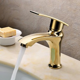 Ti-Pvd Finish Solid Brass Single Handle Centerset Bathroom Sink Faucet