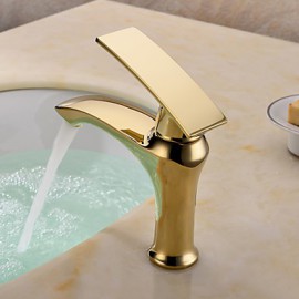 Ti-Pvd Finish Solid Brass Single Handle Centerset Bathroom Sink Faucet